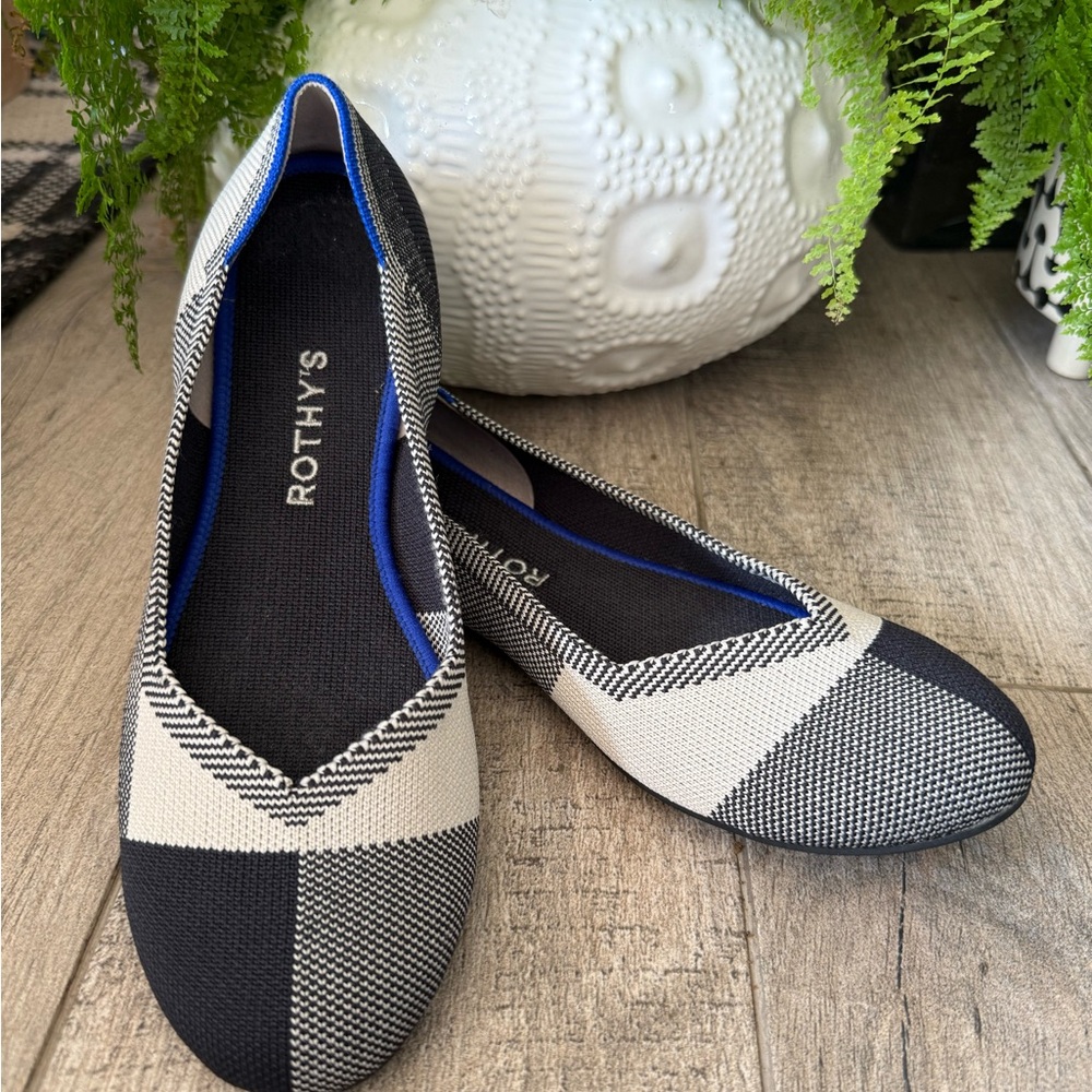 Rothy's Black and Cream Flats